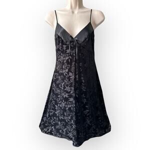 Apostrophe Burnout Velour Chemise Slip, Size S, Black